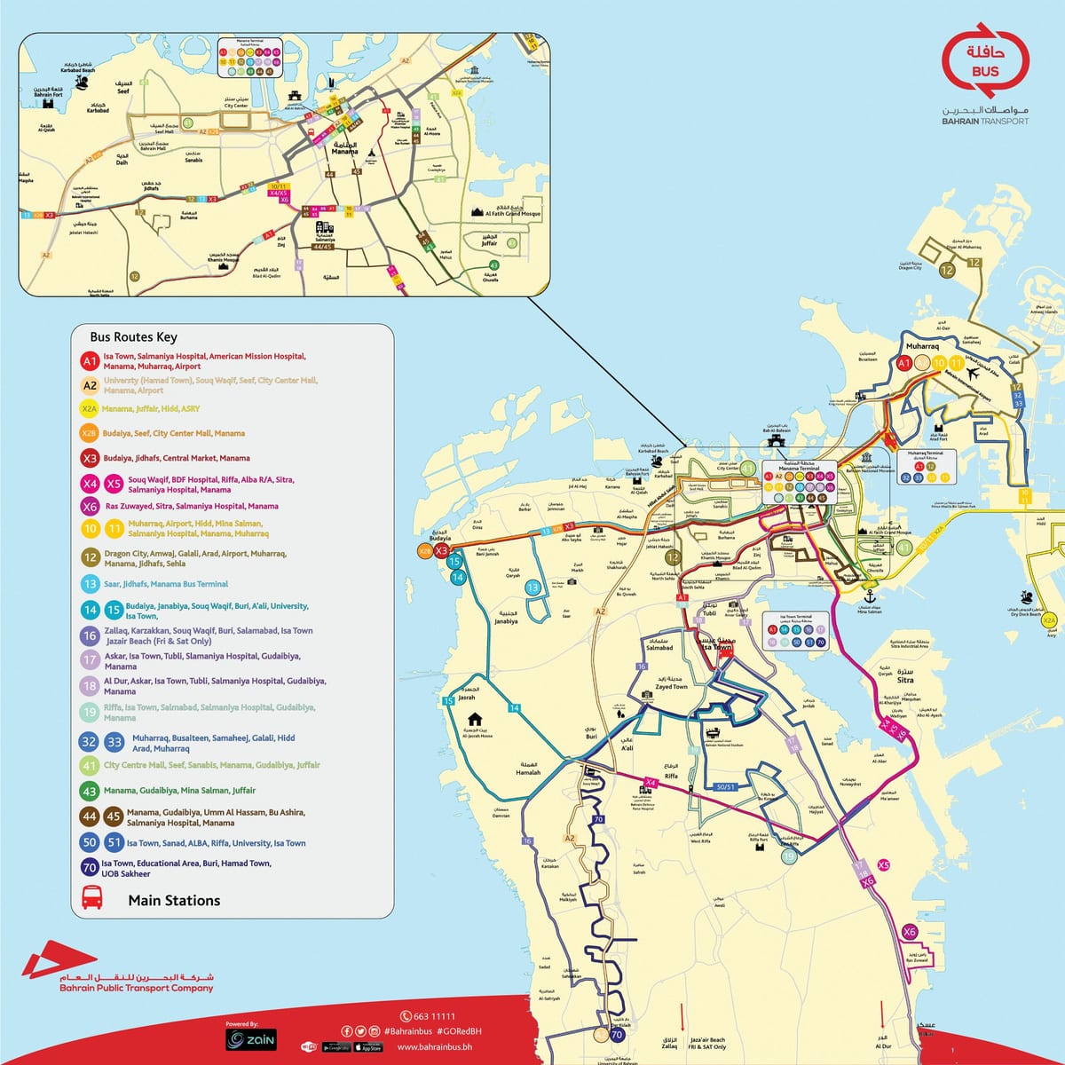 mapa do Bahrein de ônibus