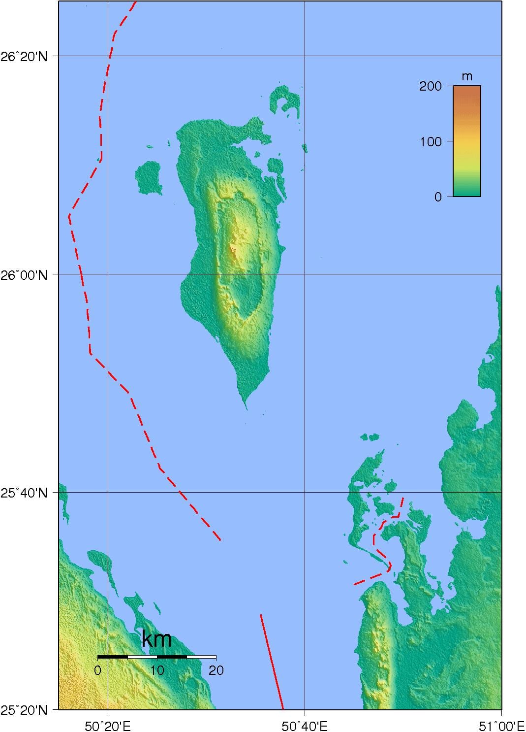 mapa do Bahrein física