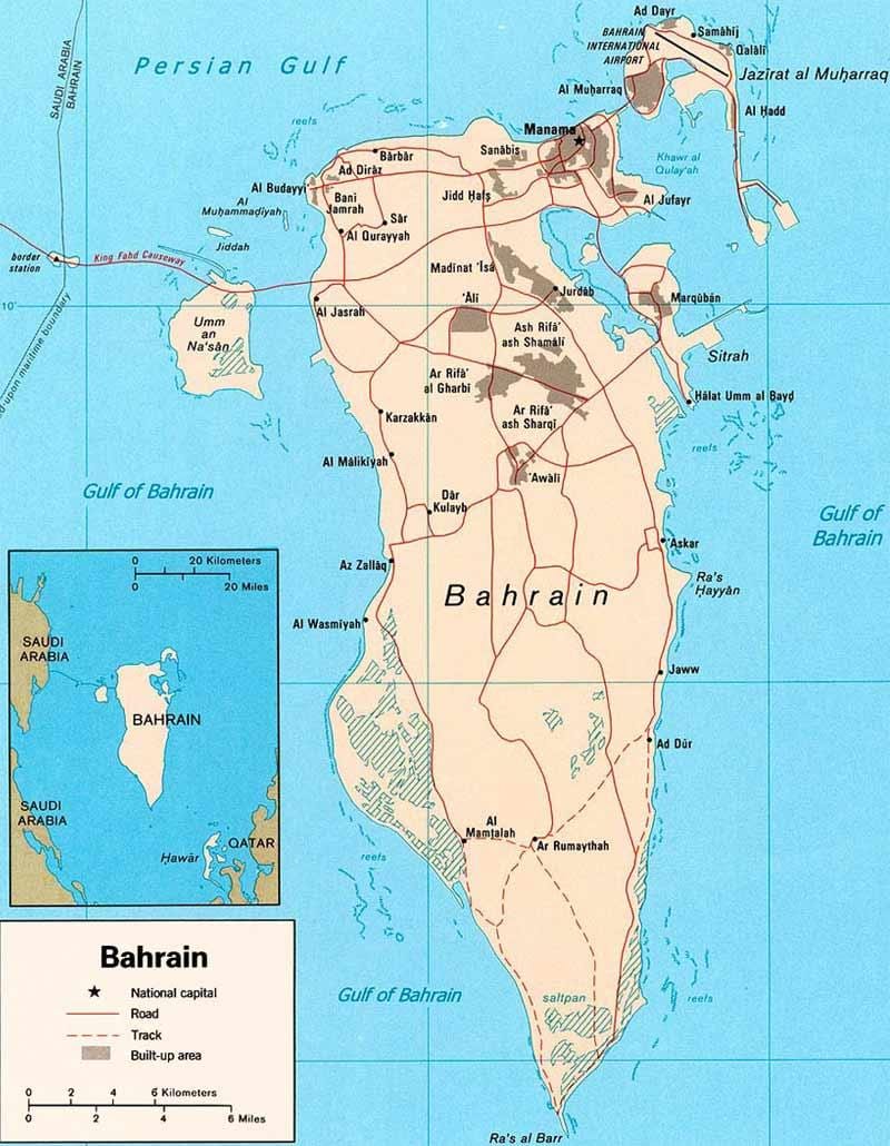 mapa do Bahrein road map locator